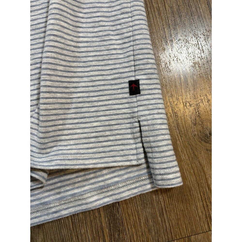Relwen Polo Shirt Mens XL Blue Gray Jersey Stripe Cotton Huckberry Luxury Soft - Picture 4 of 7